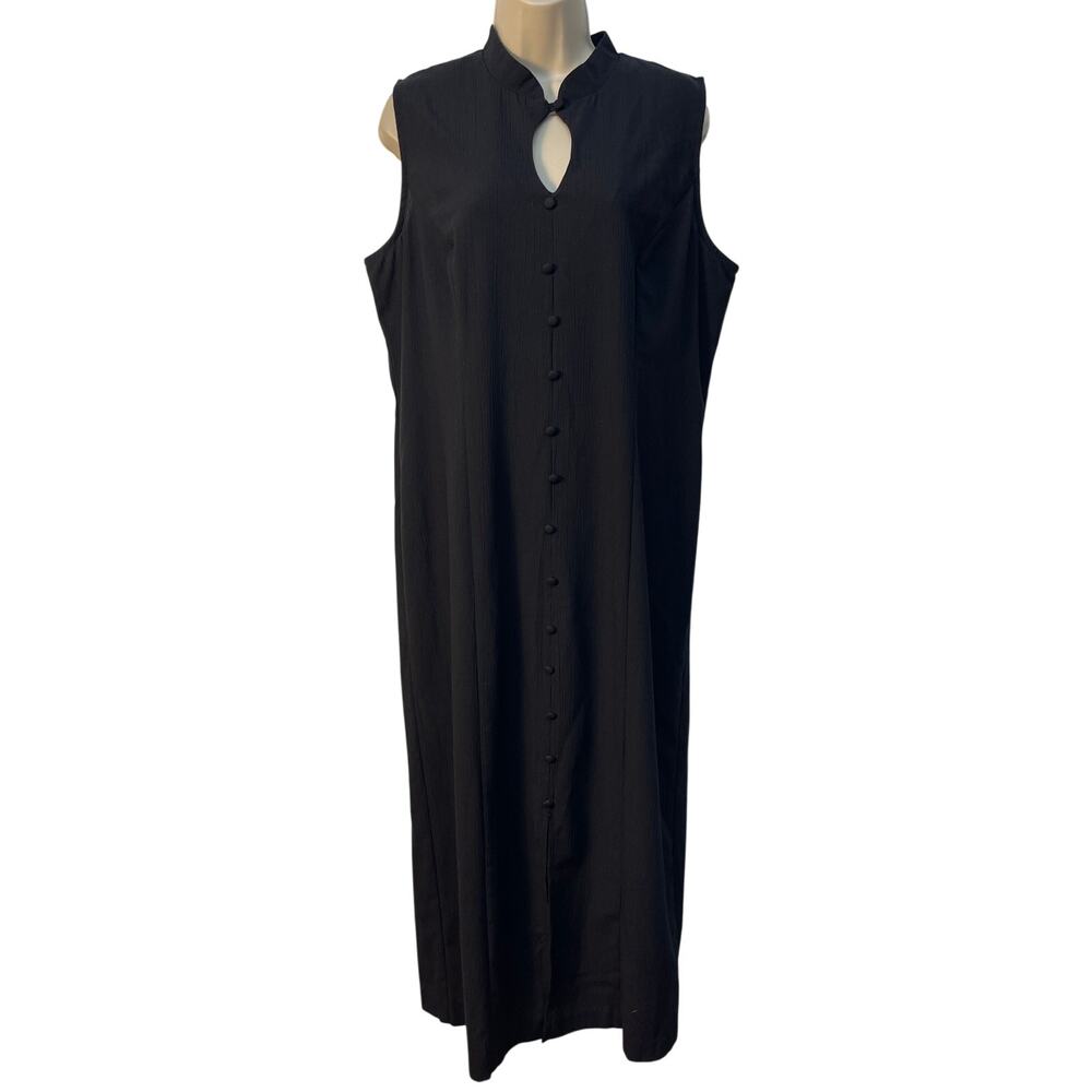 Kathie Lee Collection Black Sleeveless Maxi‎ Dress Key Hole Neck Zipper Back 14